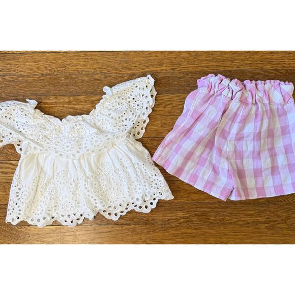Mayoral Girls' Eyelet Blouse and Gingham Shorts Size 3 - Picture 6 of 6